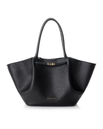 Geanta tote de piele ecologica, Negru, 27 x 52 x 13 cm