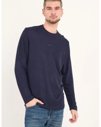 Bluza uni cu decolteu la baza gatului, Bleumarin