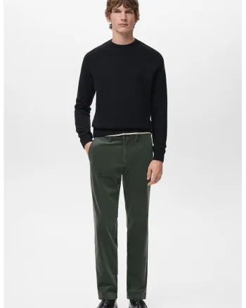 Pantaloni slim fit din reiat, Verde inchis