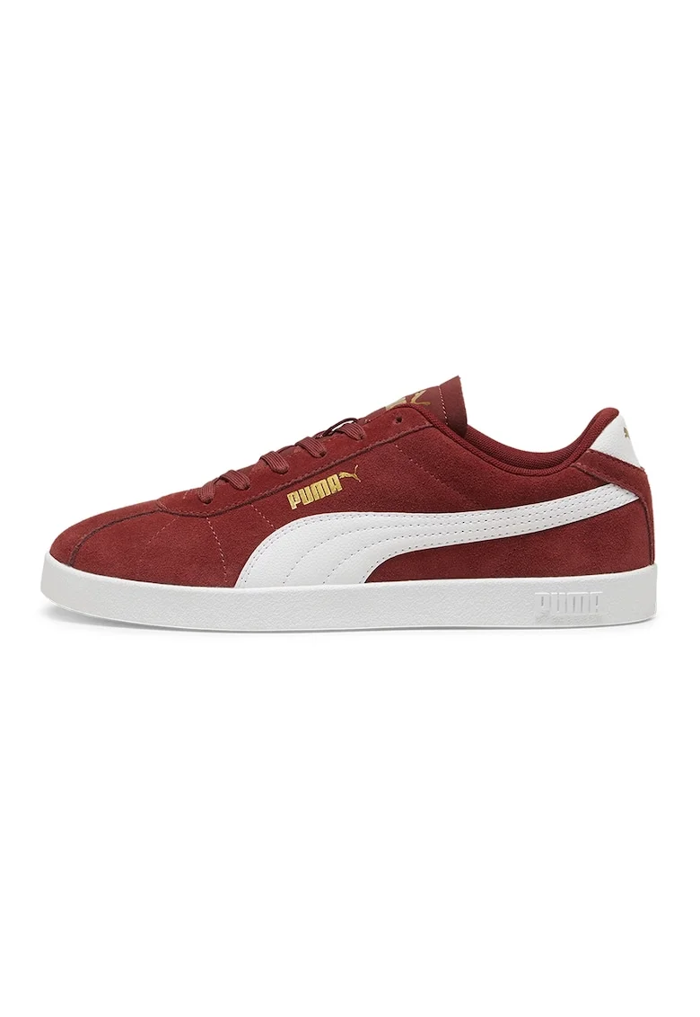 Pantofi sport Club II Intense unisex de piele intoarsa, Alb/Rosu inchis