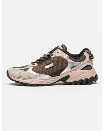 Pantofi sport din plasa cu aspect masiv si detalii cauciucate Outdoor, Maro inchis