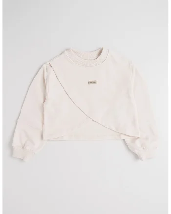 Bluza regular fit cu decolteu la baza gatului, Bej