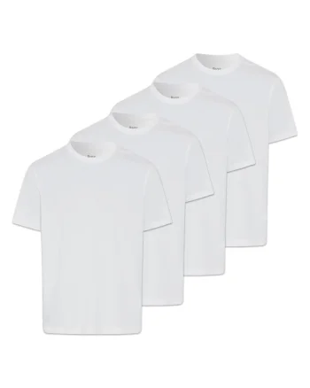 Set de tricouri cu model uni Tim - 4 piese, Alb