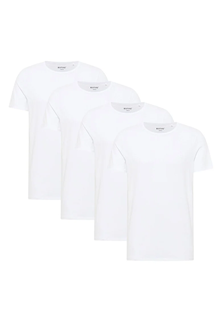 Set de tricouri din amestec de bumbac organic cu model uni Allen - 4 piese, Alb