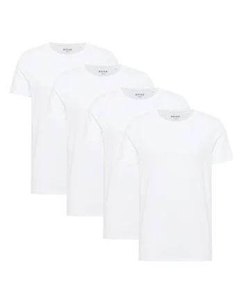 Set de tricouri din amestec de bumbac organic cu model uni Allen - 4 piese, Alb
