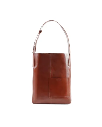 Geanta dama shopper  FL29 Elvoria, piele naturala, cu maner reglabil, organizator detasabil, buzunar exterior, eleganta si practica, Maro, 35,5 cm x 28 cm x 9,5 cm