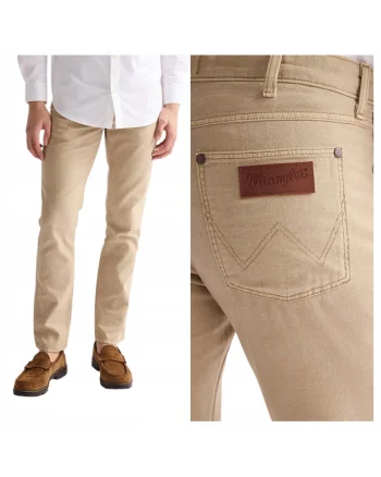 Pantaloni Barbati,  Marimea 33/34, Bej, Larston, Croiala Slim Fit, Model Conic Ajustat, Talie Medie, Inchidere Fermoar