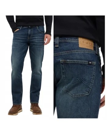 Blugi Barbati,  Marimea 32/34, Albastru, Denver Straight, Croiala Straight Fit, Model Drept Regular, Talie Medie, Fermoar