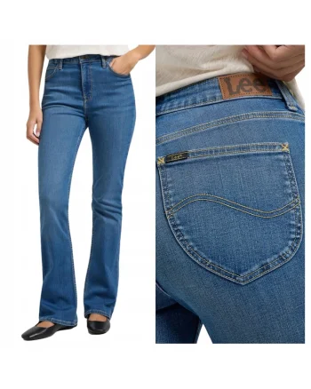 Pantaloni De Blugi,  Marimea 27/29, Albastru, Breese Bootcut, Croiala Slim Fit, Model Conic Ajustat, Talie Inalta, Fermoar