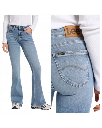 Blugi De Dama,  Marimea 31/31, Albastru, Breese, Croiala Slim Fit, Model Evazat Bootcut, Talie Inalta, Inchidere Fermoar