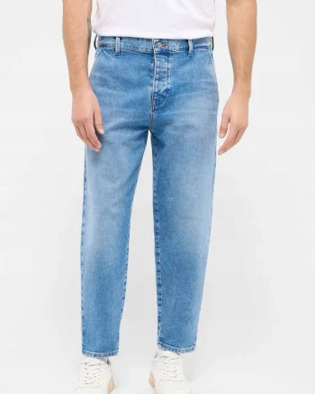 Blugi Barbati,  Toledo, Loose Fit, Talie Joasa, Fermoar, Lungi, 5 Buzunare, Bumbac, Elastan, W32-L32 US, Albastru