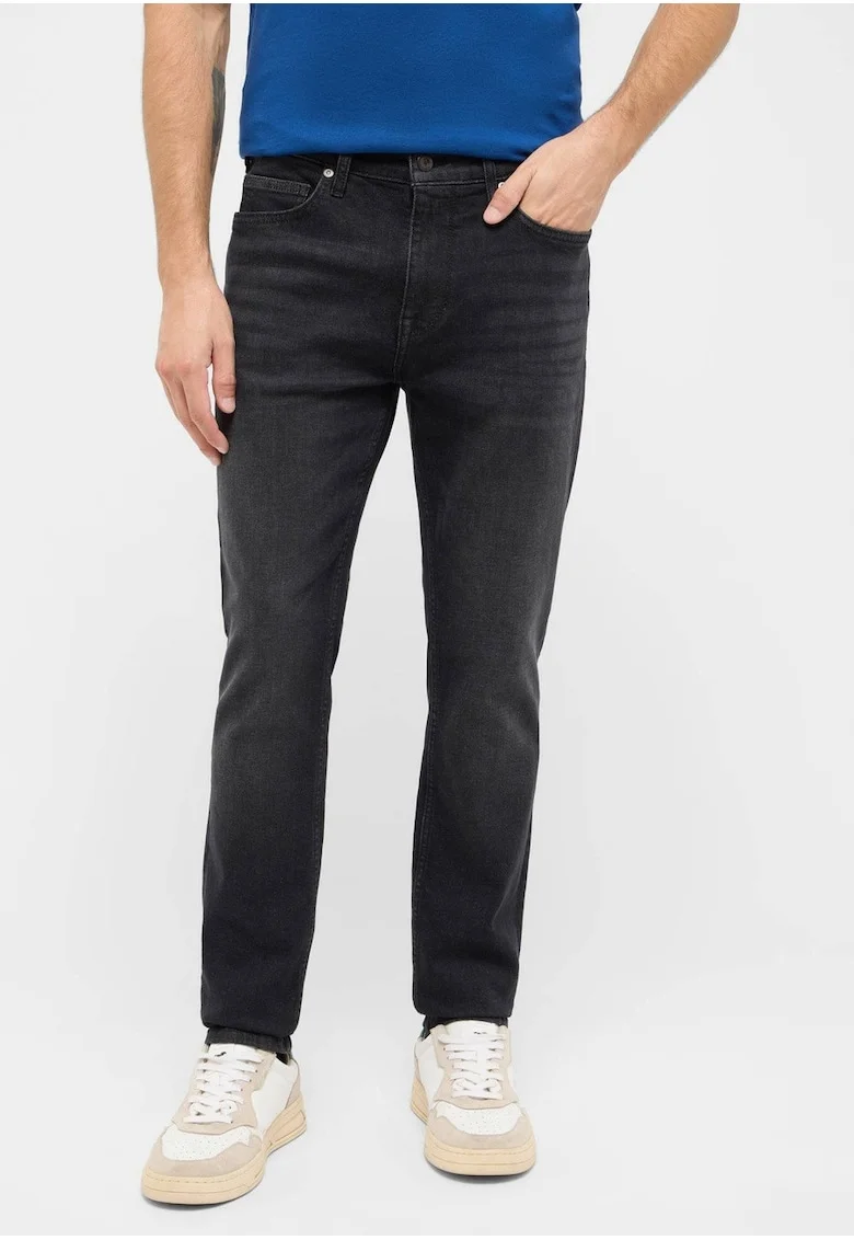Blugi Barbati,  Frisco, Skinny Fit, Talie Medie, Fermoar, Lungi, 5 Buzunare, Bumbac, Elastan, W32-L32 US, Negru