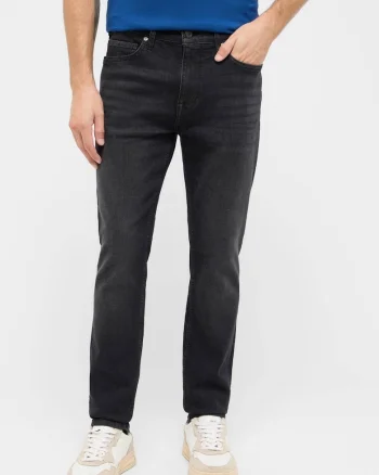 Blugi Barbati,  Frisco, Skinny Fit, Talie Medie, Fermoar, Lungi, 5 Buzunare, Bumbac, Elastan, W32-L32 US, Negru