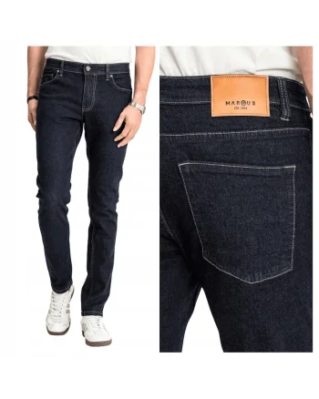 Blugi Barbati,  Felix, Straight Fit, Talie Medie, Fermoar, Lungi, 5 Buzunare, Bumbac, Elastan, Albastru, Albastru