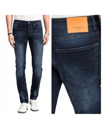 Blugi Barbati,  Felix, Straight Fit, Talie Medie, 98% Bumbac, 2% Elastan, Fermoar, Lungi, 5 Buzunare, Albastru, Albastru