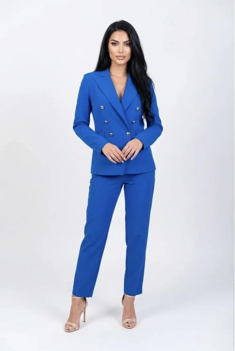 Pantaloni office/casual pana cu buzunare laterale si pense la talie