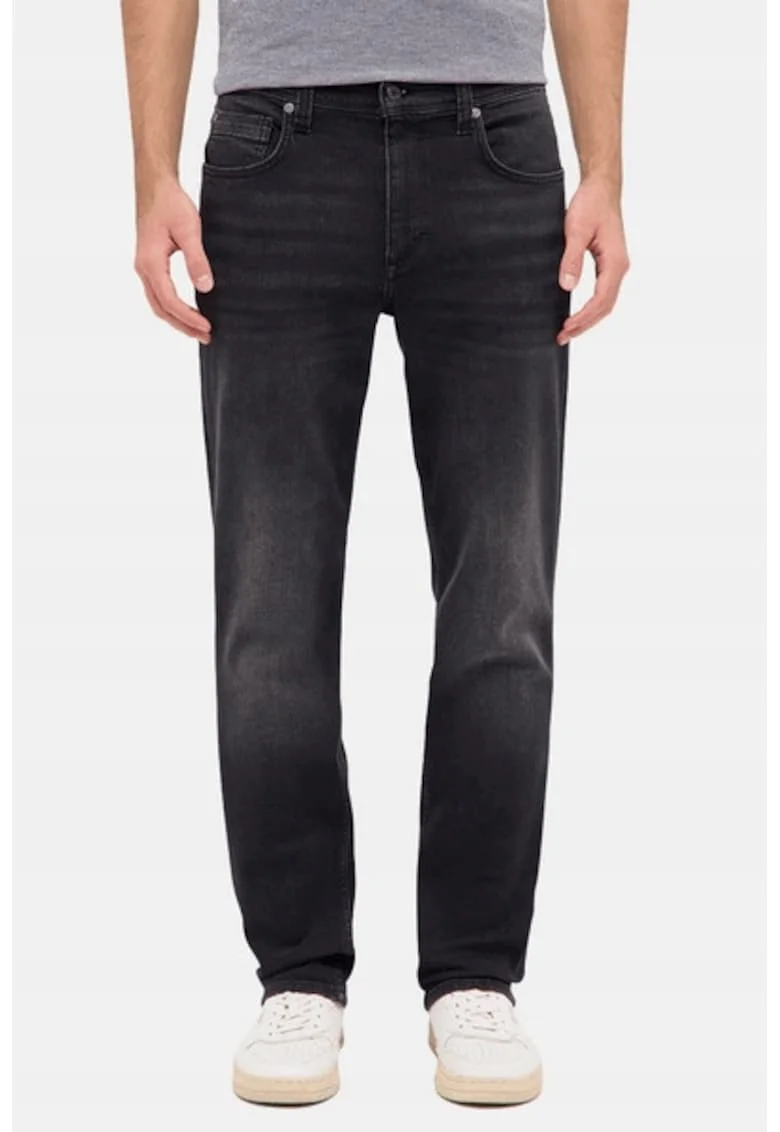 Blugi Barbati,  Washington, Straight Fit, Talie Medie, Fermoar, Lungi, 5 Buzunare, Bumbac, Elastan, W32-L32 US, Negru