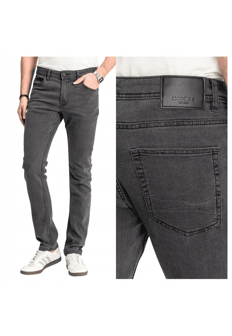 Blugi Barbati,  Sebb, Regular Fit, Talie Medie, 70% Bumbac, 30% Poliester, Fermoar, Lungi, 5 Buzunare, Gri, Gri