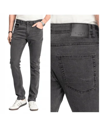 Blugi Barbati,  Sebb, Regular Fit, Talie Medie, 70% Bumbac, 30% Poliester, Fermoar, Lungi, 5 Buzunare, Gri, Gri