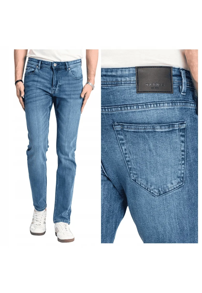 Blugi Barbati,  Felix, Straight Fit, Talie Medie, Fermoar, Lungi, 5 Buzunare, Bumbac, Poliester, Albastru, Albastru