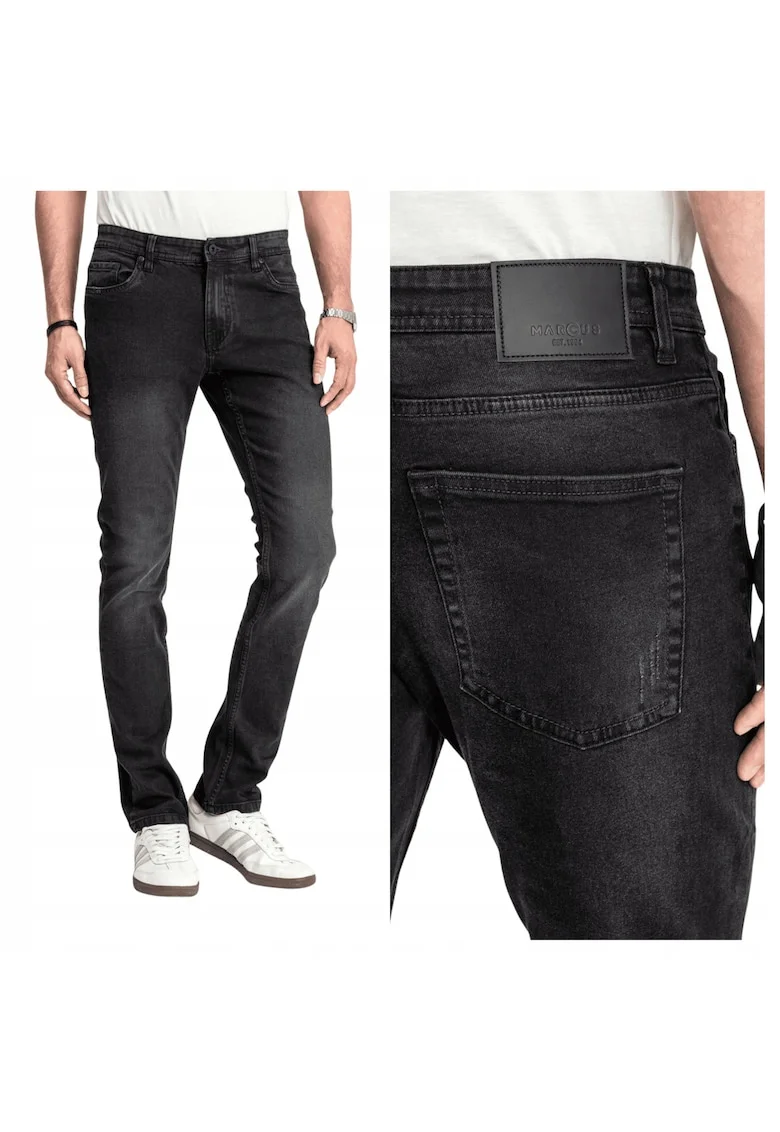 Blugi Barbati,  Felix, Straight Fit, Talie Medie, 100% Bumbac, Fermoar, Lungi, 5 Buzunare, Gri Inchis, Gri inchis
