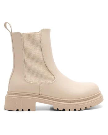 Botine fete,  textil, bej