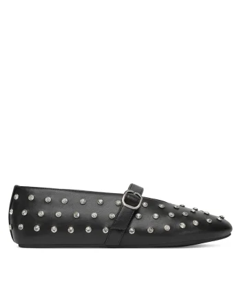 Balerini dama,  piele naturala, negru
