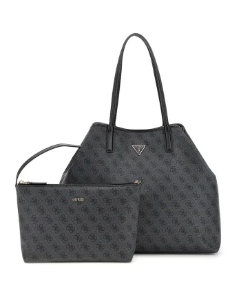 Geanta shopper cu imprimeu logo Erica, Negru