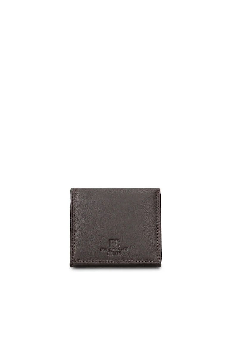 Portofel din piele cu model monograma in relief Ereton Elite, Maro inchis