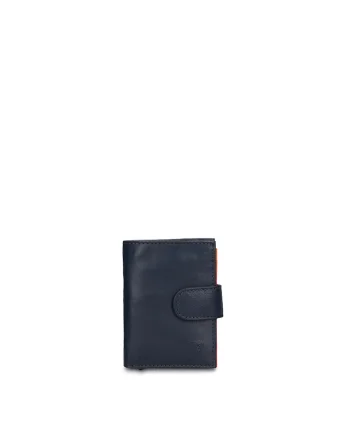 Portofel din piele cu inchidere cu capsa Vesper Pro, Bleumarin