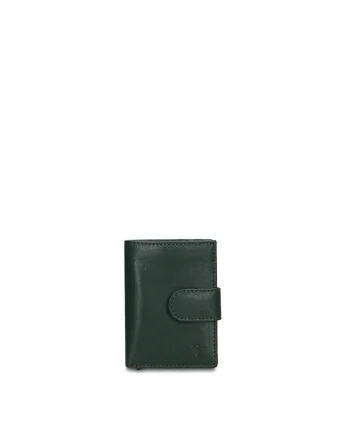 Portofel din piele cu inchidere cu capsa Vesper Pro, Verde padure