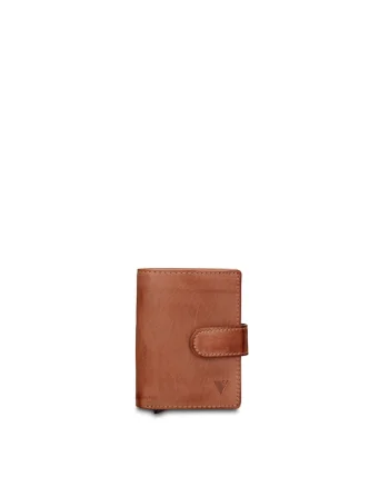 Portofel din piele cu inchidere cu capsa Astor Prime, Maro cognac