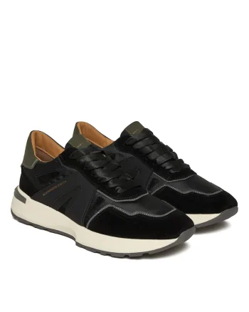 Tenisi barbati,  Black Military, piele naturala, negru