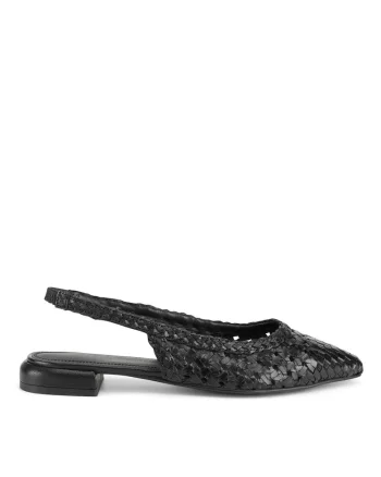 Sandale dama,  piele naturala, varf ascutit, negru