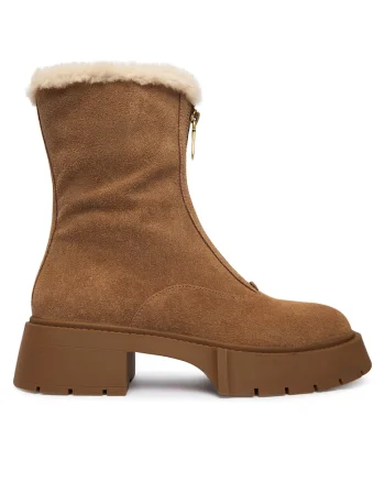 Botine dama CCH85,  Piele naturala, Maro