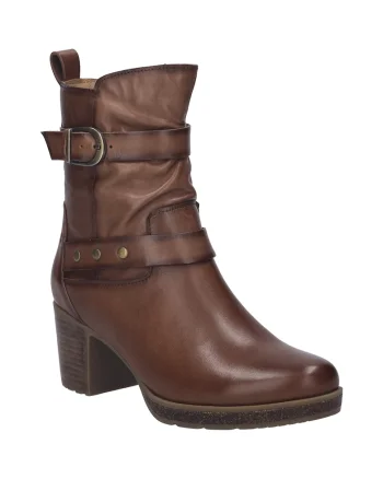 Botine femei  Gloria 07, piele naturala, marron,