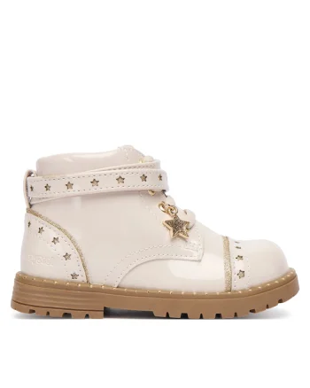 Ghete fete,  piele ecologica, crem/auriu