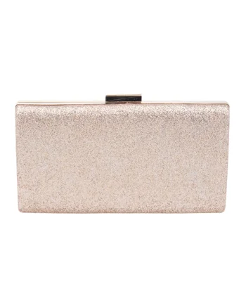 Geanta cu aspect stralucitor Minaudiere, Auriu rose