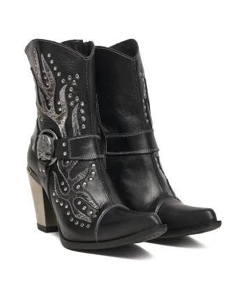 cizme cowboy, piele naturala, negru, Negru