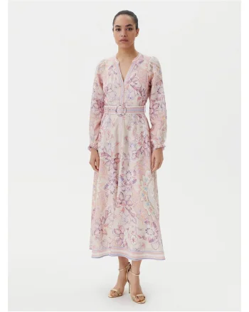 Rochie de vara dama  multicolor/bej, fabricata din materiale usoare
