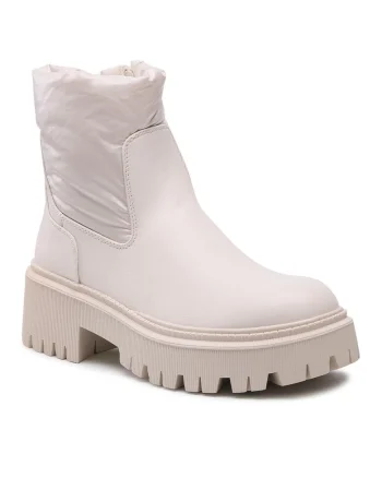 Botine dama,  H18981-2, piele ecologica, bej, Bej