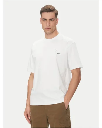 Tricou barbat  alb/albastru, bumbac