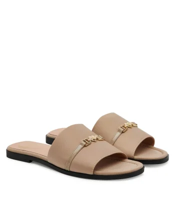 Papuci dama,  Lycra Avena, piele naturala, Bej