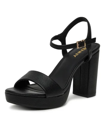 Sandale dama,  R23SS00921, negru, cu toc