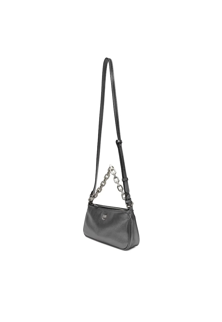 Geanta dama  Half Moon Baguette M, Gun Metal, din piele naturala
