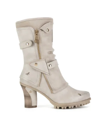 Botine dama,  bej, textil 1141-606
