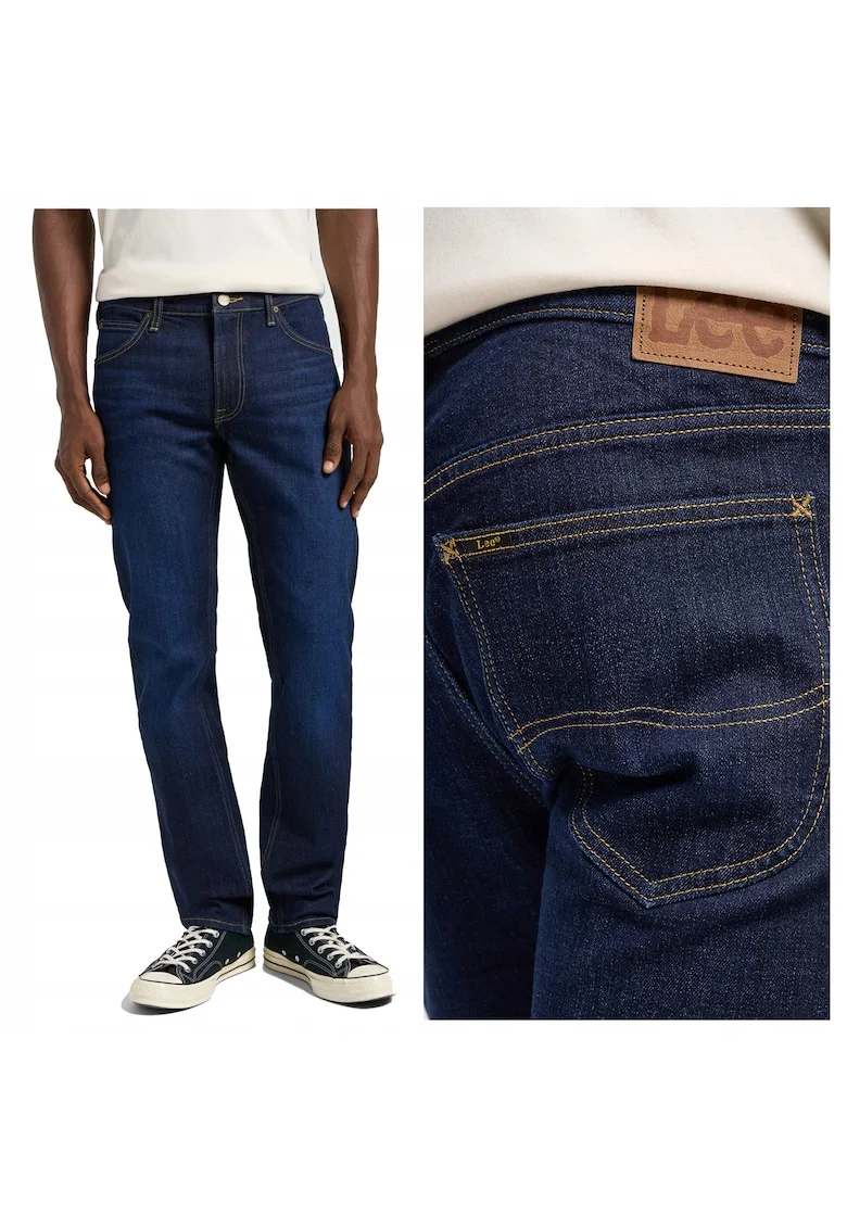Blugi Barbati,  Zip Fly, Straight Fit, Talie Medie, Fermoar, Lungi, 5 Buzunare, Bumbac, Albastru, Albastru