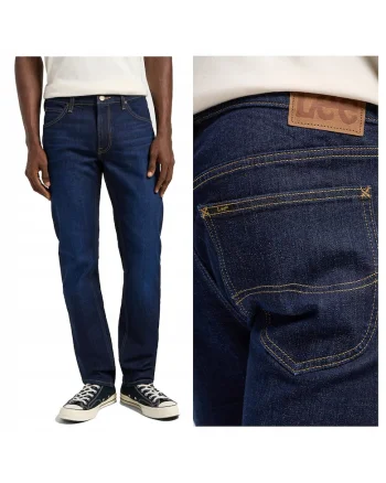 Blugi Barbati,  Zip Fly, Straight Fit, Talie Medie, Fermoar, Lungi, 5 Buzunare, Bumbac, Albastru, Albastru