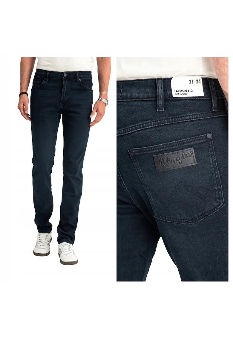Blugi Barbati,  Larston, Slim Fit, Talie Joasa, Fermoar, Lungi, 5 Buzunare, Bumbac, Albastru, Albastru
