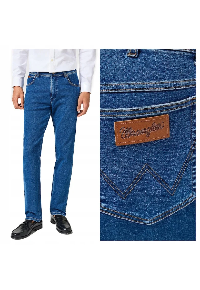 Blugi Barbati,  Texas, Regular Fit, Talie Medie, Fermoar, Lungi, 5 Buzunare, Bumbac, Albastru, Albastru